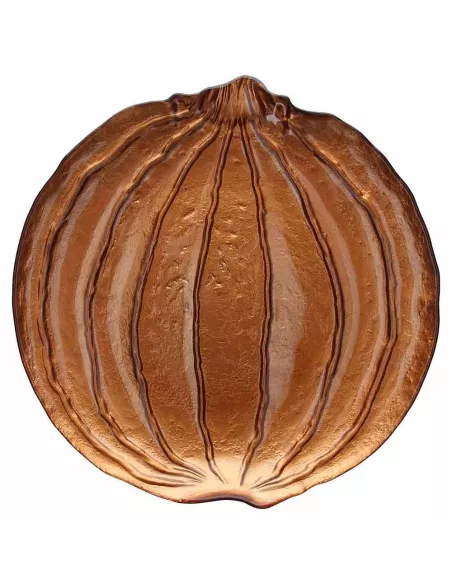 Centrotavola Zucca Ambra Cm 31 Halloween Vetro Arancio