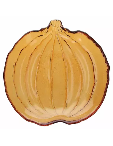 Centrotavola Zucca Ambra Cm 23 Halloween Vetro Arancio