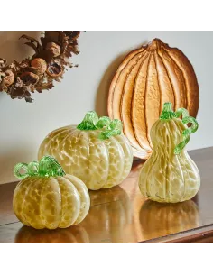 Centrotavola Zucca Ambra Cm 23 Halloween Vetro Arancio 2
