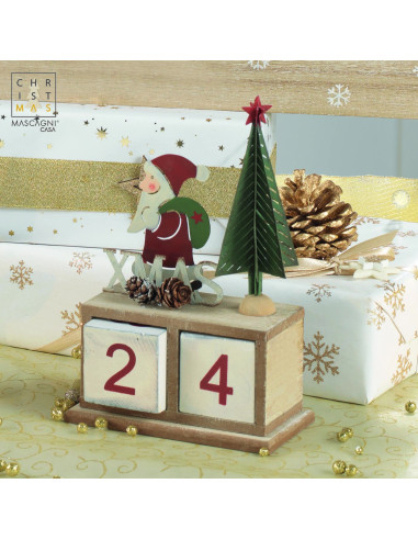 Calendario Dell'avvento In Legno Decoro Babbo Natale