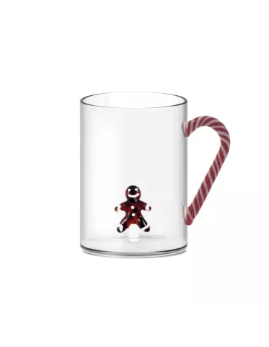 Tazza in vetro borosilicato con Pan di Zenzero in vetro colorato all'interno