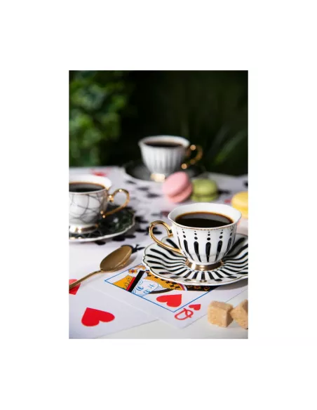 Set 6 Tazzine Da Caffè Alice Filo Oro In New Bone China