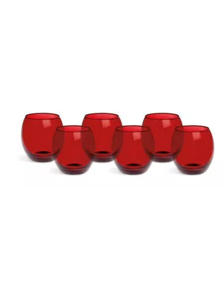 Set 6 Bicchieri In Vetro Colore Rosso Linea Corinto
