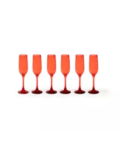 Set 6 Flute In Vetro Colore Rosso Linea Burano 2