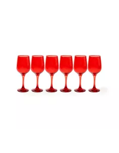 Set 6 Calici Vino In Vetro Colore Rosso Linea Monterosso 2