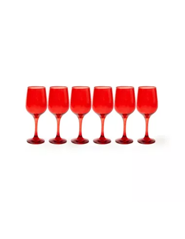 Set 6 Calici Vino In Vetro Colore Rosso Linea Monterosso