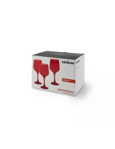 Set 6 Calici Vino In Vetro Colore Rosso Linea Monterosso