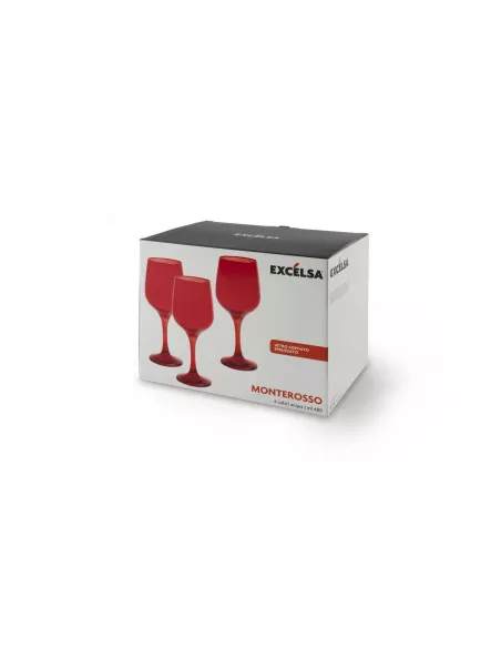 Set 6 Calici Vino In Vetro Colore Rosso Linea Monterosso