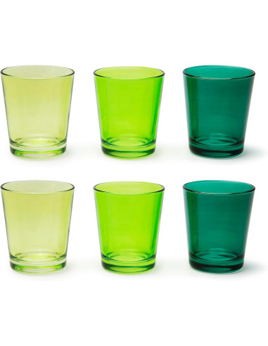 Set 6 Bicchieri Acqua In Vetro Mix Verde 300ml Linea Portofino Made in Italy