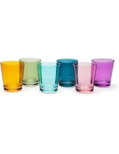 Set 6 Bicchieri Acqua In Vetro Multicolor 300ml Linea Vintage Made in Italy