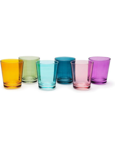 LAV - Set di 6 bicchieri in vetro in colori pastello, multicolore