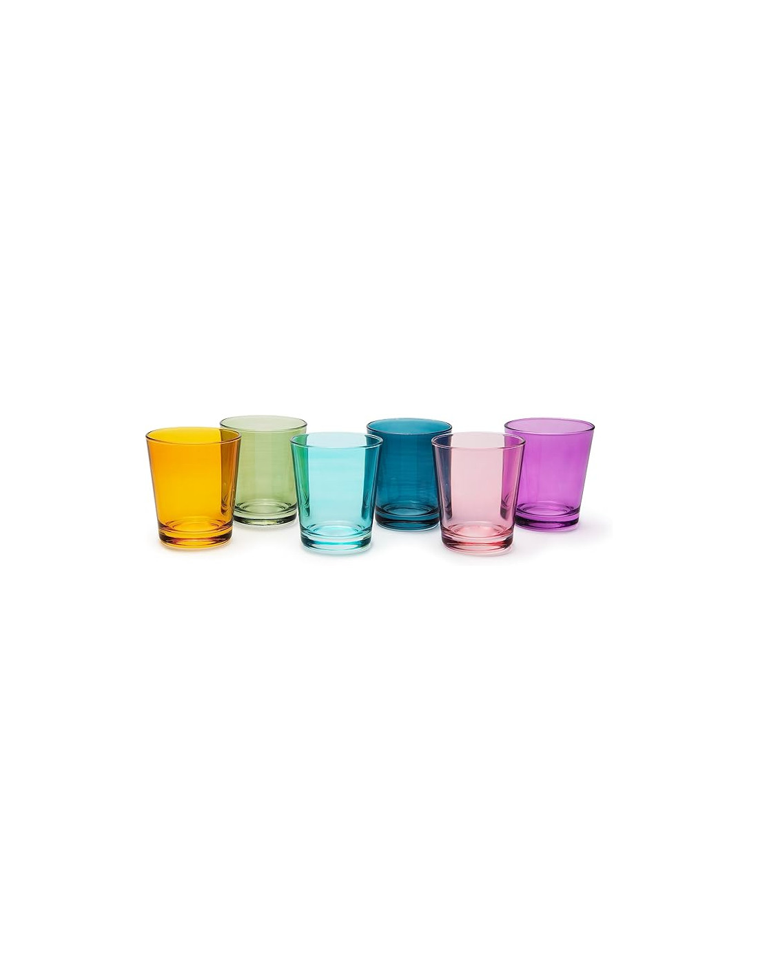 Set 6 Bicchieri Acqua In Vetro Multicolor 300ml Linea Vintage Made