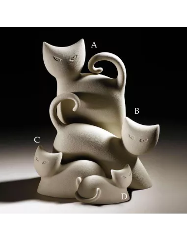 Scultura Gatto B Colore Caolino In Gres Porcellanato Lineasette