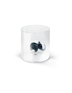 Bicchiere In Vetro Borosilicato Con Soggetto Elefante In Vetro Colorato All'interno