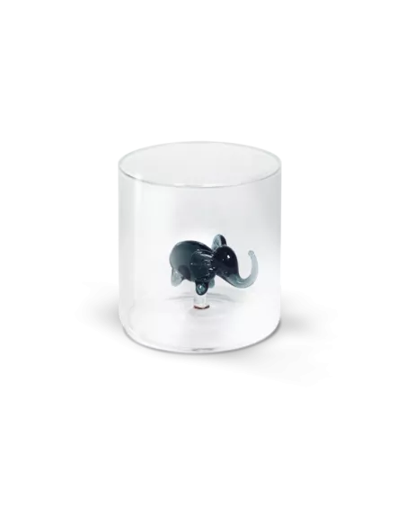 Bicchiere In Vetro Borosilicato Con Soggetto Elefante In Vetro Colorato All'interno