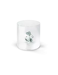Bicchiere In Vetro Borosilicato Con Soggetto Coniglio In Vetro Colorato All'interno