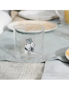 Bicchiere In Vetro Borosilicato Con Soggetto Coniglio In Vetro Colorato All'interno 2