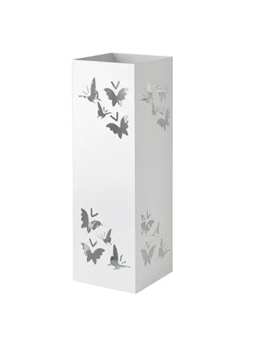 Portaombrelli Farfalle Base Quadrata In Metallo Bianco