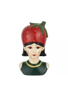Fruit Vaso Girl Cappello Fragola H.14 Vaso Ceramica