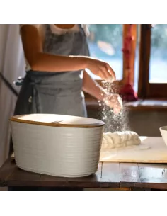 Tierra - Cassetta Pane Con Coperchio E Tagliere In Bambù Colore Verde Alga 2