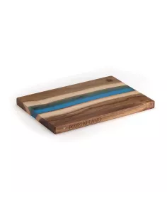Tagliere in legno d' acacia e resina epossidica blu 30x20x2 cm in luxury box
