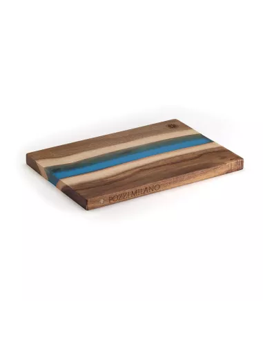 Tagliere in legno d' acacia e resina epossidica blu 30x20x2 cm in luxury box