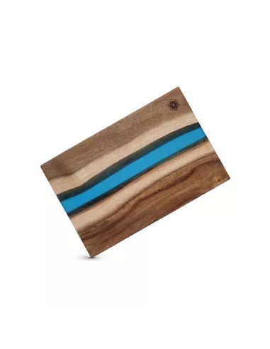 Tagliere in legno d' acacia e resina epossidica blu 30x20x2 cm in luxury box