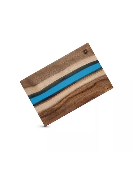 Tagliere in legno d' acacia e resina epossidica blu 30x20x2 cm in luxury box