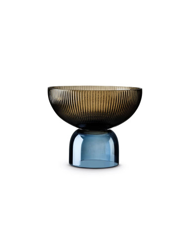 Centrotavola in vetro bicolore caffè e blu in luxury box