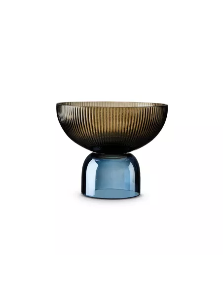 Centrotavola in vetro bicolore caffè e blu in luxury box