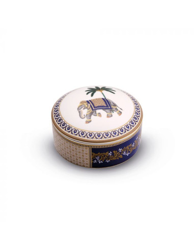 Portagioie tondo 13x6,5 cm in porcellana con coperchio living jaipur in luxury box