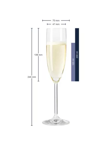 Set 6 Flute Champagne in Vetro 200ml Daily