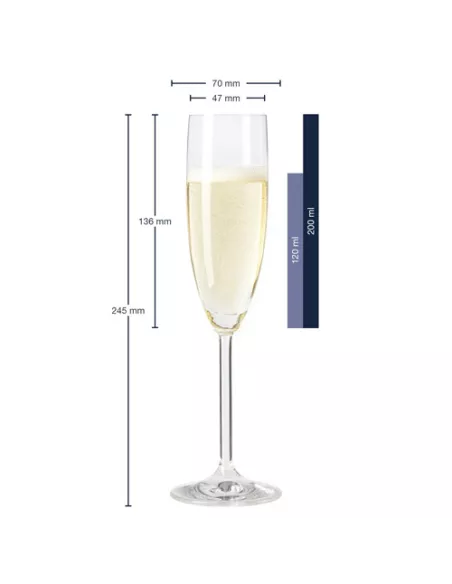 Set 6 Flute Champagne in Vetro 200ml Daily