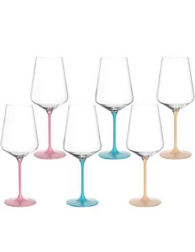 Set 6 Calici in Vetro 560ml Colori Assortiti Brera