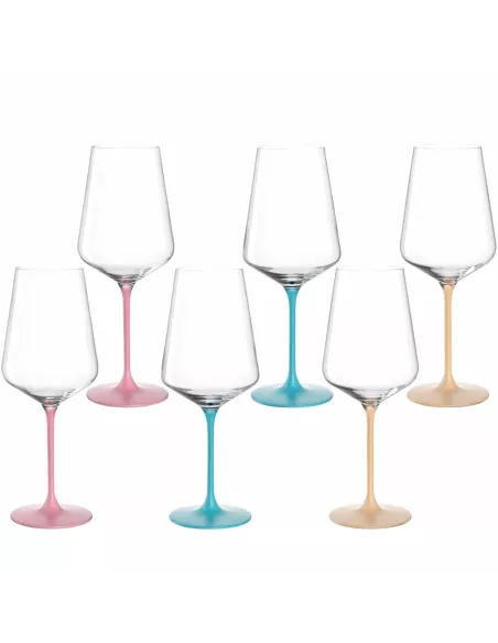 Set 6 Calici in Vetro 560ml Colori Assortiti Brera