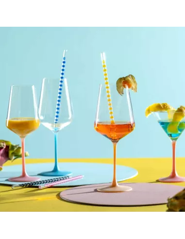 Set 6 Calici in Vetro 560ml Colori Assortiti Brera