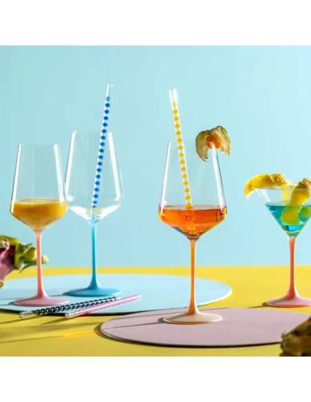 Set 6 Calici in Vetro 560ml Colori Assortiti Brera