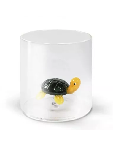 Bicchiere In Vetro Borosilicato Con Soggetto Tartaruga In Vetro Colorato All'interno