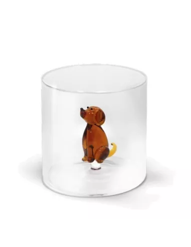 Bicchiere In Vetro Borosilicato Decoro Cane In Vetro Colorato All'interno