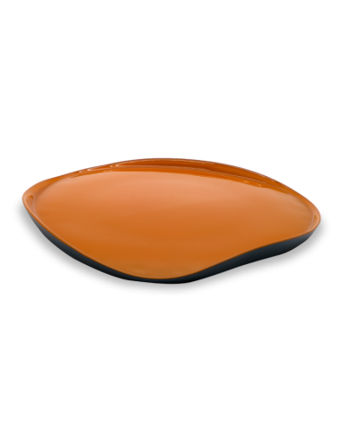Piatto in vetro borosilicato arancione e nevy 28 cm