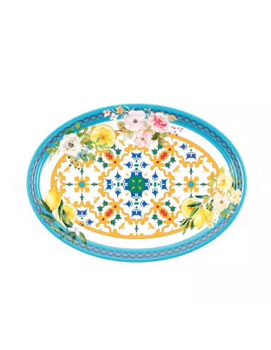 Vassoio Ovale Grande in Melamina Flower&Lemon