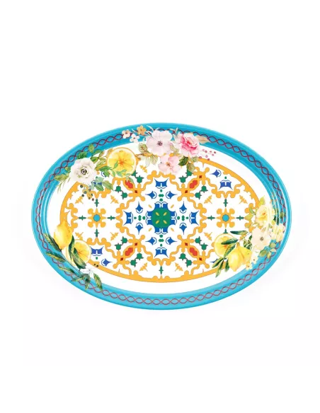 Vassoio Ovale Grande in Melamina Flower&Lemon