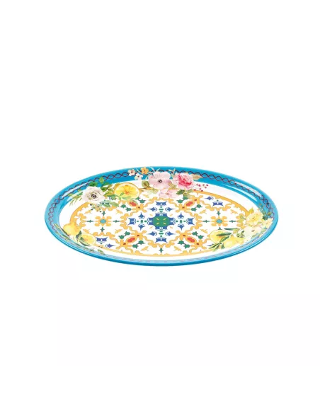 Vassoio Ovale Grande in Melamina Flower&Lemon