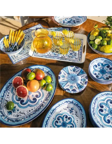 Vassoio Ovale Piccolo in Melamina Blues