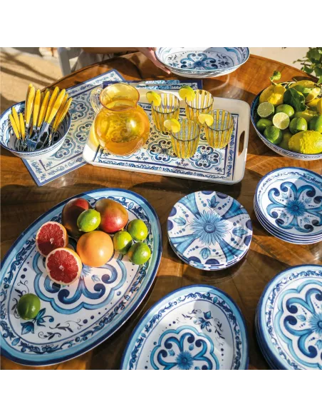 Vassoio Ovale Piccolo in Melamina Blues