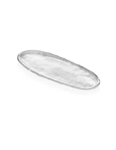 Diamantè Vassoio Ovale Cm. 34x15 In Vetro Trasparente