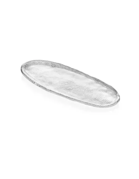 Diamantè Vassoio Ovale Cm. 34x15 In Vetro Trasparente