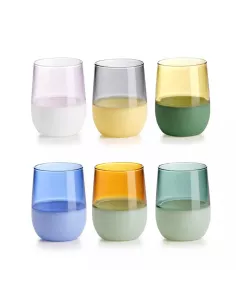 Unameta Set 6 Bicchieri Acqua Colori Assortiti In Vetro Borosilicato