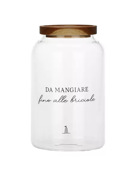 Barattolo Biscotti I Garbati In Vetro Borosilicato Con Tappo In Legno D' Acacia