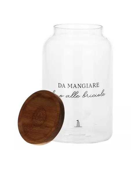 Barattolo Biscotti I Garbati In Vetro Borosilicato Con Tappo In Legno D' Acacia